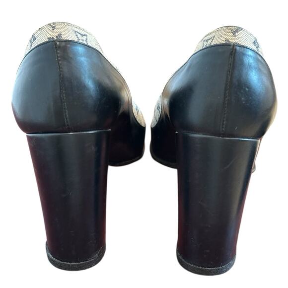 Louis Vuitton Navy canvas leather monogram heels size 40 no box, dustbag Rare! - Picture 14 of 16